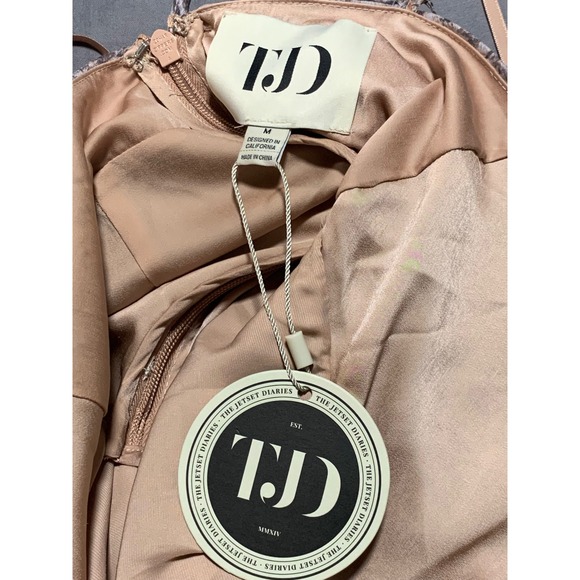 The Jetset Diaries Snake Print Mini Dress Twisted Knot V-Neck Tan Brown Womens M - Picture 4 of 7